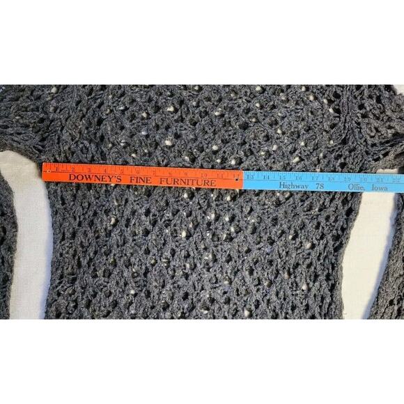 United Colors of Benetton Charcoal Grey Chunky Open Knit Turtleneck Sweater Med - Picture 4 of 7